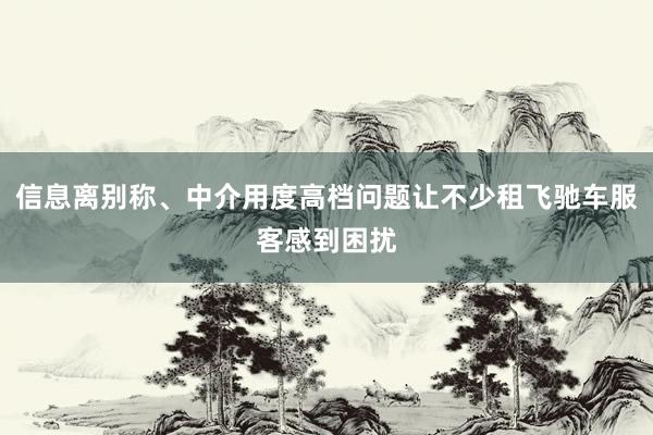 信息离别称、中介用度高档问题让不少租飞驰车服客感到困扰